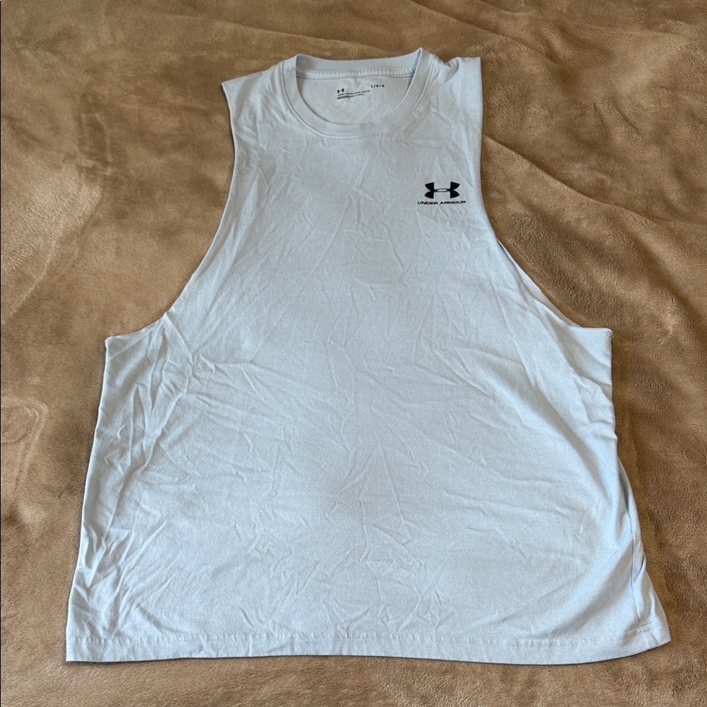 Under Armour White Men's Sleeveless Performance Tank with Black Logo